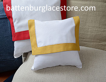 Envelope Pillow.Baby size 8 in. White with Honey Gold color trim
